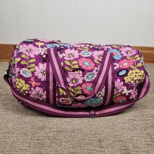 Vera Bradley Flutterby Weekender Travel Bag Large Duffle Purple Flower Shoulder